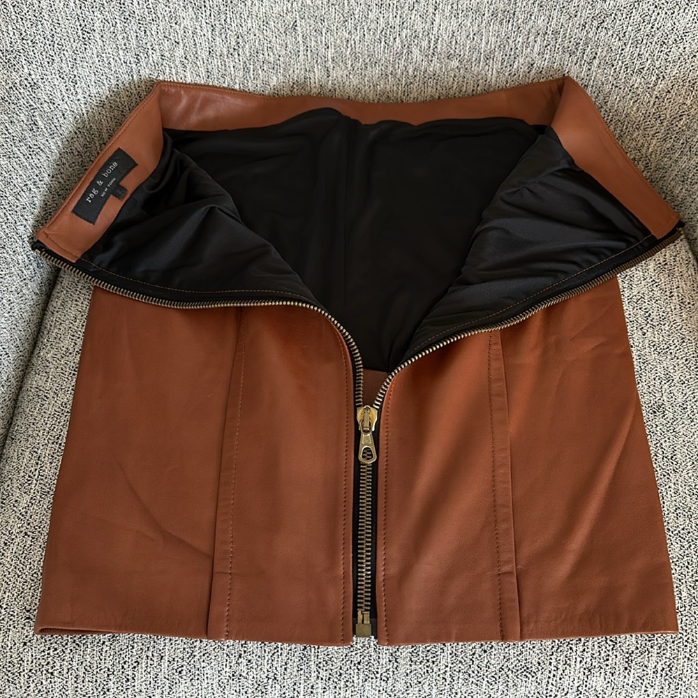 Rag and Bone Leather Mini Skirt w/ Full back zipper - Picture 5 of 6